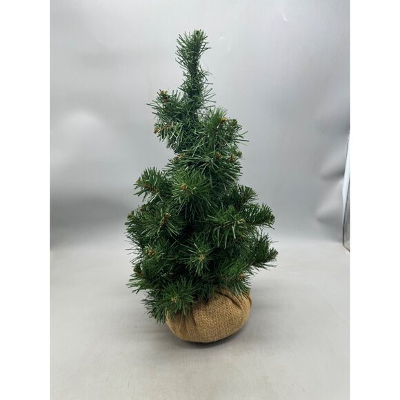 Artificial Christmas Tree mini With Red Bow & Burlap Base 18" green brown READ - Picture 5 of 9